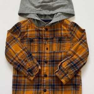 OshKosh B'gosh Mustard Plaid Hooded Button-Down Shirt